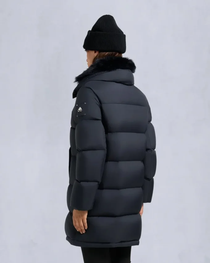 Belle Dune Long Shearling Trim Puffer