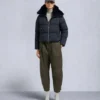 Belle Dune Short Shearling Trim Puffer