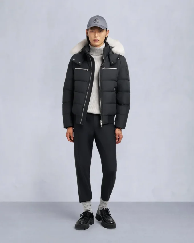 Cloud Shearling Trim Bomber Jacket