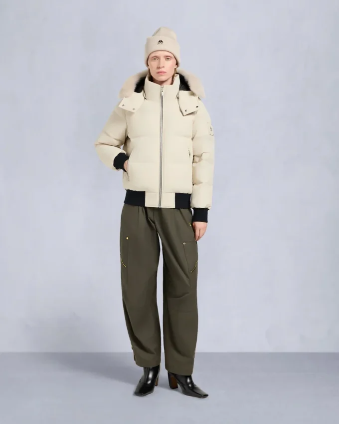 Cloud Shearling Trim Bomber Jacket