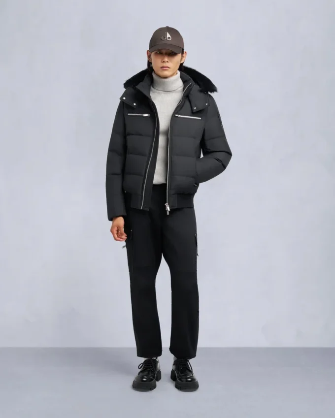 Cloud Shearling Trim Bomber Jacket