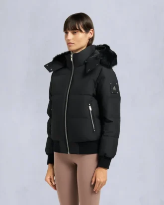 Cloud Shearling Trim Bomber Jacket