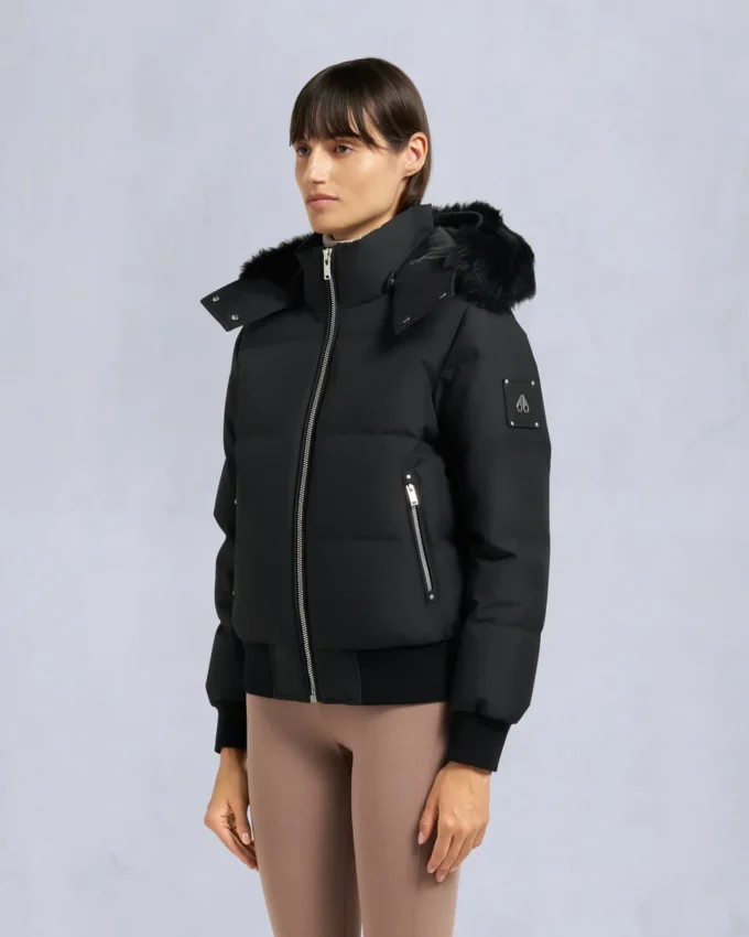 Cloud Shearling Trim Bomber Jacket