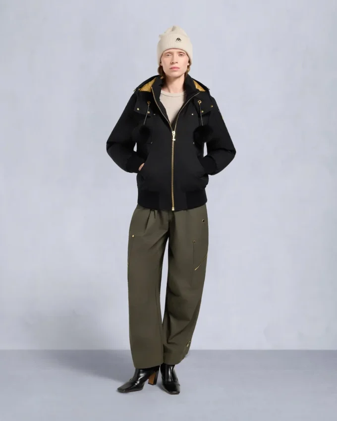 Gold Series Original Sainte Flavie Shearling Trim Bomber Jacket
