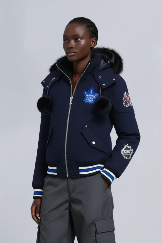 Nhl X Moose Knuckles Maple Leafs Bomber Jacket