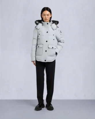 Onyx Anguille Shearling Trim Jacket