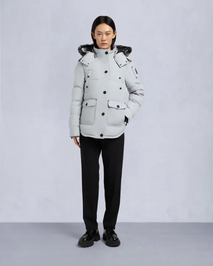 Onyx Anguille Shearling Trim Jacket