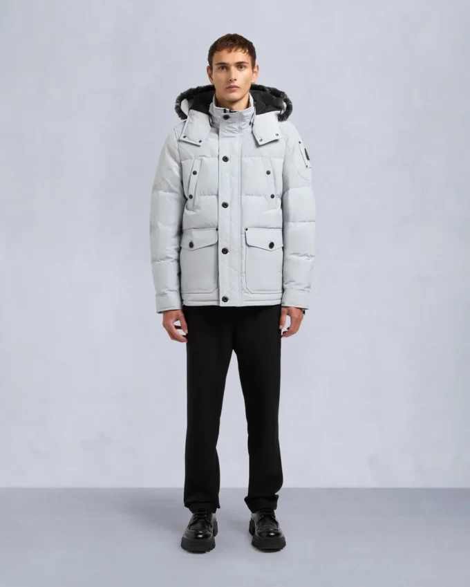 Onyx Round Island Shearling Trim Jacket