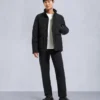 Onyx Round Island Shearling Trim Jacket