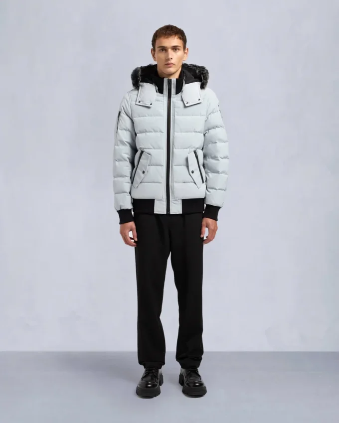 Onyx Scotchtown Shearling Trim Bomber Jacket