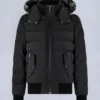 Onyx Scotchtown Shearling Trim Bomber Jacket
