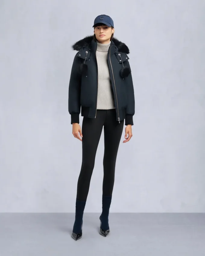 Original Debbie Shearling Trim Bomber Jacket